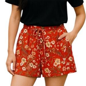 Naif Shorts Size Large Floral Tie Elastic Waist